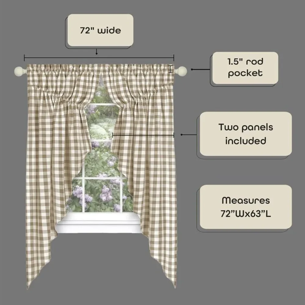Achim Home Furnishing: Buffalo Taupe Plaid Modern Window Curtain Panel , 72